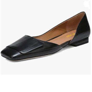 Black Pump Side Cut Block Low Heel Square Toe Slip On Working Shopping Shoe